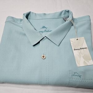 NEW TOMMY BAHAMA Men's SILK Camp Shirt -3XLT - Coastal Breeze Check Aqua Blue